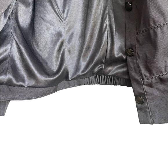 Y2K XXI Military Style Cropped Jacket L Metallic Gray Button Front Grunge Blazer - Picture 6 of 12